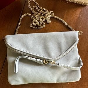 Beautiful, soft gray leather zip clutch. EUC